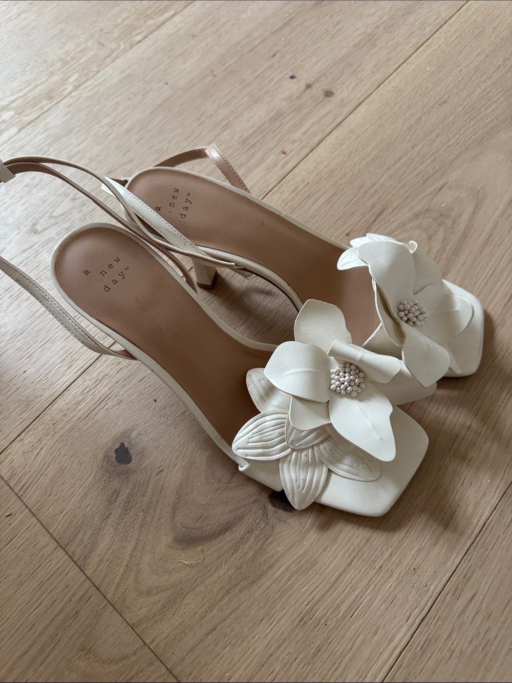 a new day White Floral Slingback Heels for Women